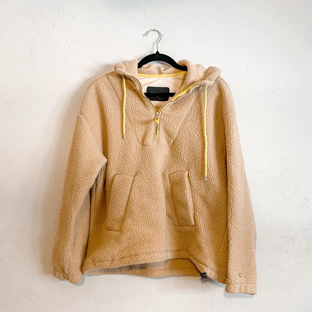 Everlane Teddy Fleece Quarter Zip Tan Sweater